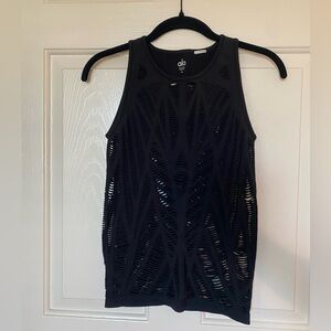 ALO Yoga Black Cut-Out Fitted Tank Top